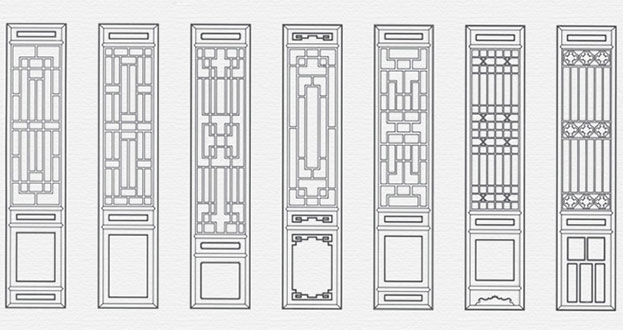 景谷常用中式仿古花窗图案隔断设计图